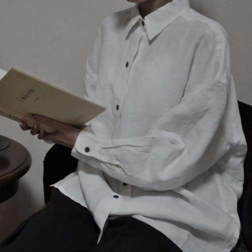 全麻质地，中性款， 极简舒适，经典款白衬衫 商品图6
