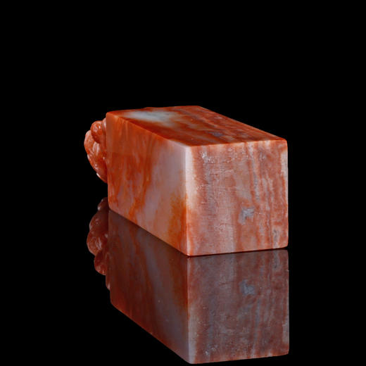 孤品014765:老挝石桃花冻母子貔貅钮方章-2.8*2.8*10.6cm 商品图4