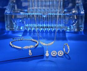 新款《橄榄之星》套装  925纯银材质  镶嵌闪耀锆石  满天星辰不及你眼里有我