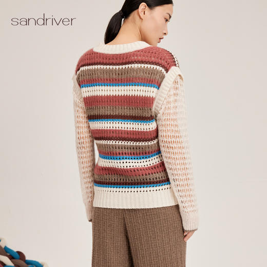 羊绒桑蚕丝V领挑孔女背心SJF95W305K 商品图3