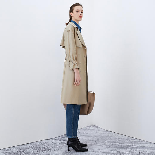 EITIE爱特爱秋季新款经典翻领长款显瘦百搭大气风衣女外套7504208 商品图1