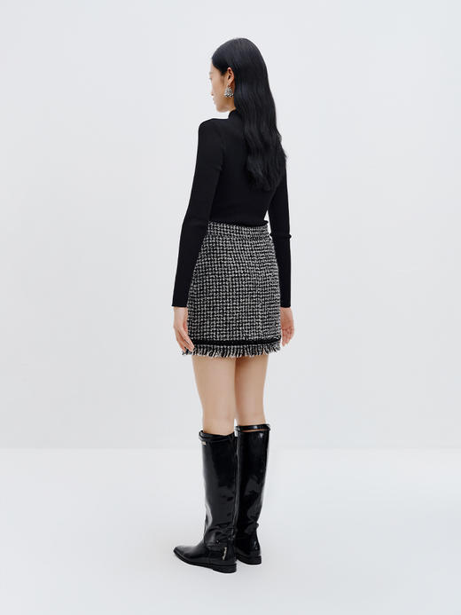 NEELLY纳俪商场同款千鸟格A字裙女2023秋季新款小众设计感半身裙N23083E01160 商品图3