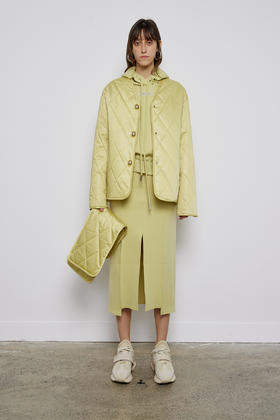 前开衩起梗针织长裙