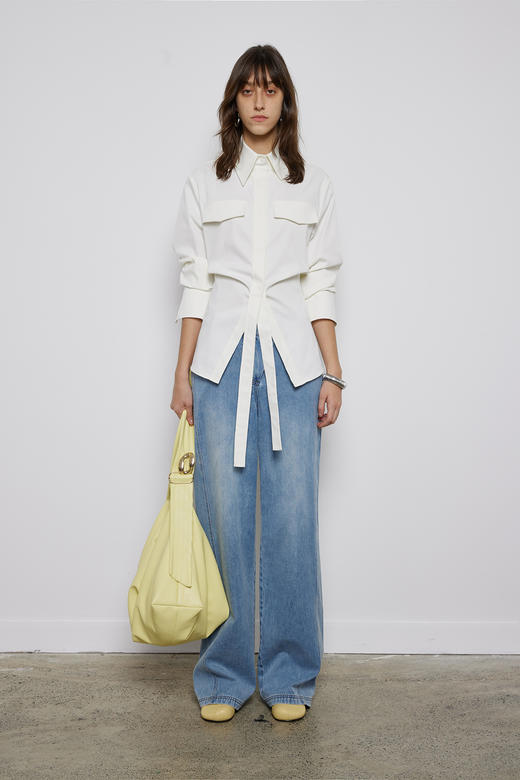 斜门襟牛仔裤 商品图0