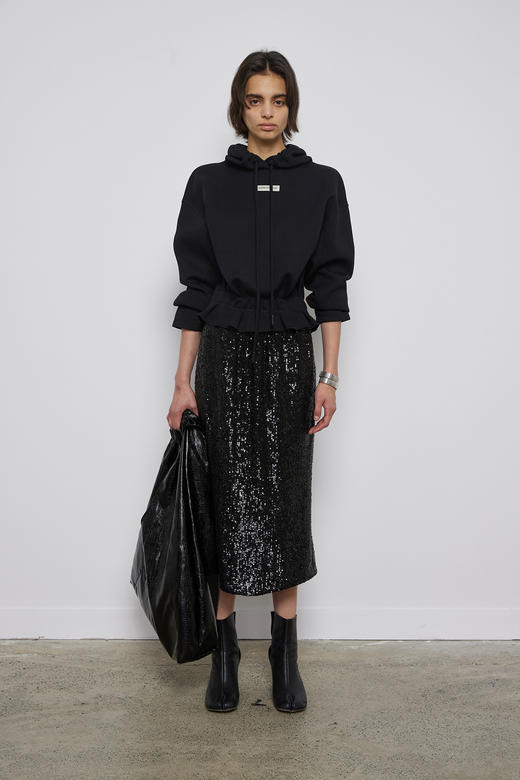 荷叶下摆连帽卫衣 商品图0