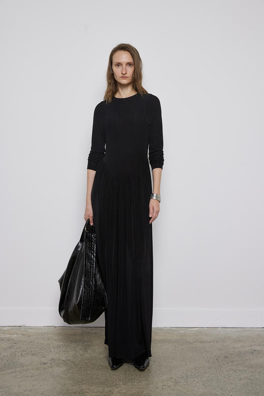 肌理收腰抽褶连衣裙 商品图0