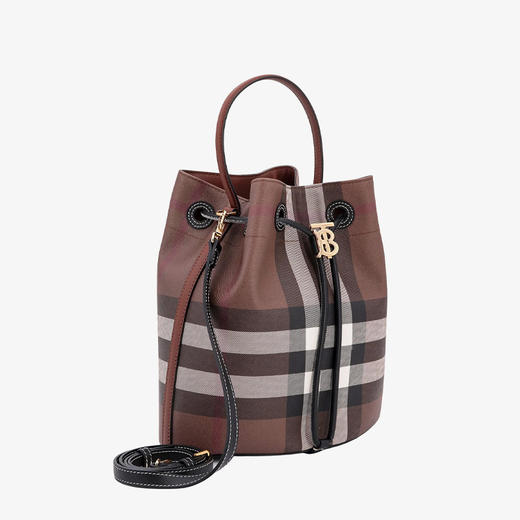 BURBERRY 巴宝莉 女士格纹涂层帆布小号 TB 水桶包 格子 8069655 A8900 商品图1