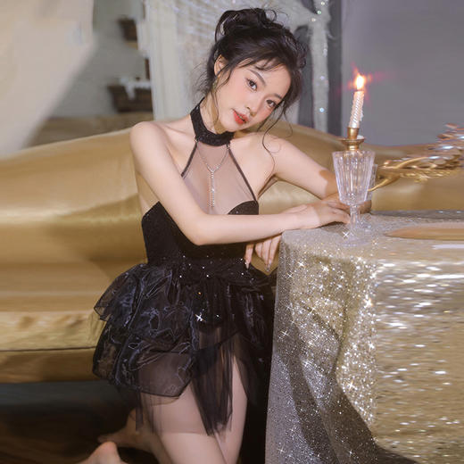 【柔情蜜意】亮闪 黑天鹅 蓬蓬礼服 裙子 情趣内衣 纯欲 性感 制服 型号：6505 商品图8