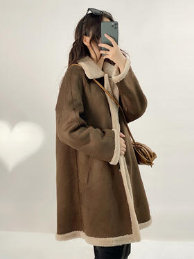 YX【定制17天】两面穿高级感羊毛大衣女2022冬季新款韩版时尚百搭中长款保暖外套