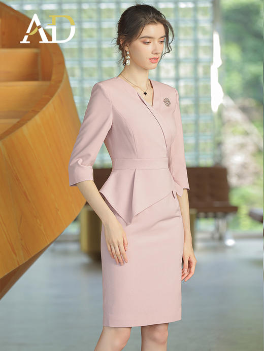 AD洋气粉色职业连衣裙高端气质名媛女神范高级感西服裙夏收腰显瘦 商品图2