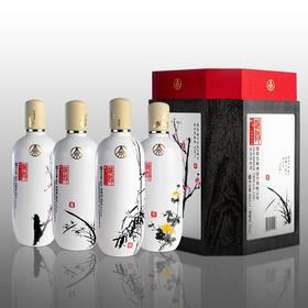 【清仓好价】五粮液股份 送礼收藏佳品 酿神梅兰竹菊 纯粮白酒58度500ml*4瓶礼盒装