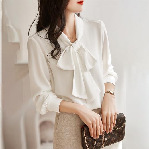 【法式优雅通勤飘带衬衫】缎面飘带衬衫 时尚百搭 优雅知性 舒适亲肤 清凉透气 抗皱耐磨 商品图2
