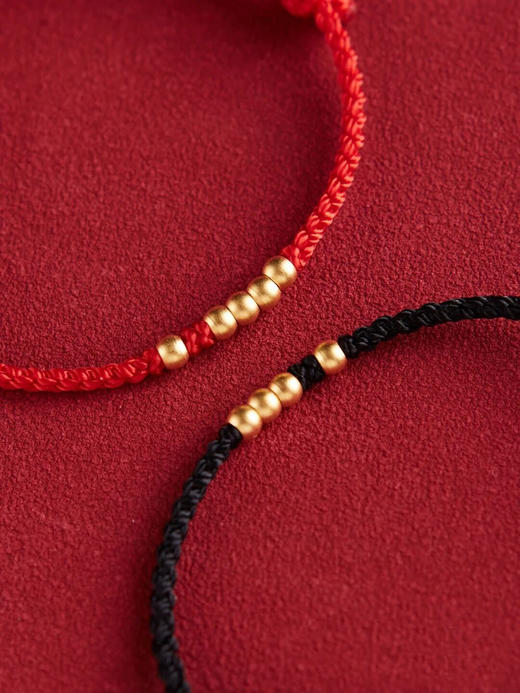 【七夕特推款】足金黄金手串1314款9颗黄金转运珠/小方糖免费编绳 商品图4