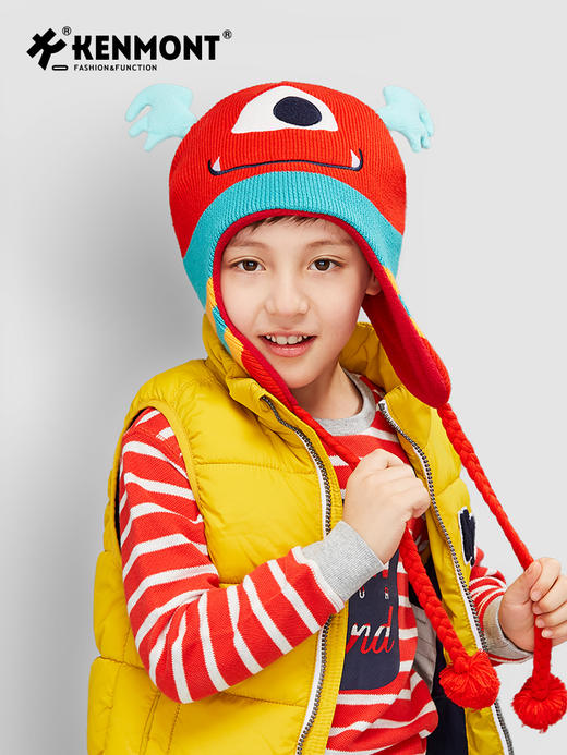 【云优选】卡蒙可爱卡通动物设计儿童毛线帽摇粒绒护耳亲肤保暖针织帽6-9岁 商品图4