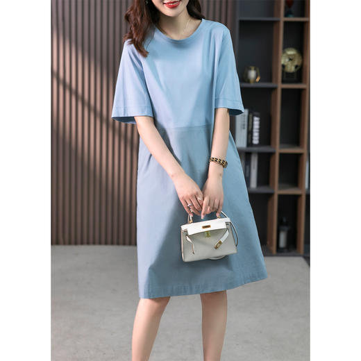 YX【现货7天】时尚拼接连衣裙女中长款2023夏季新款韩版宽松直筒裙显瘦裙子 商品图2