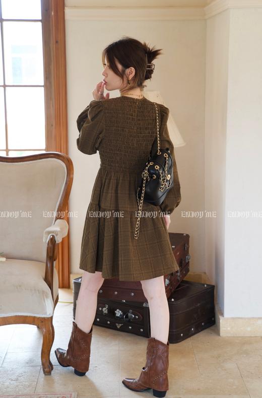 【门店同款】秋季浪漫主义-咖啡格连衣裙 154142853 商品图3