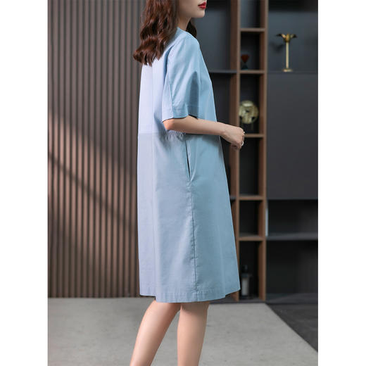 YX【现货7天】时尚拼接连衣裙女中长款2023夏季新款韩版宽松直筒裙显瘦裙子 商品图4