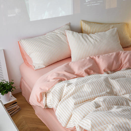 【条纹提花套件】全棉条纹提花四件套床品套件酒店名宿4件套纯棉床单  良品 商品图9