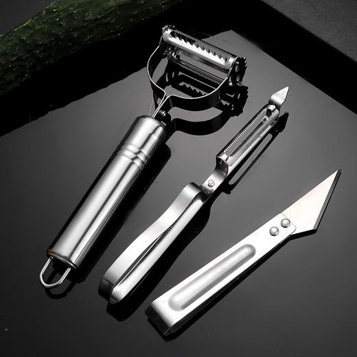 「9.9元包邮！三件套」不锈钢削皮刀土豆削皮器刨套装三件套多功能厨房用品瓜果刮皮刀 商品图1