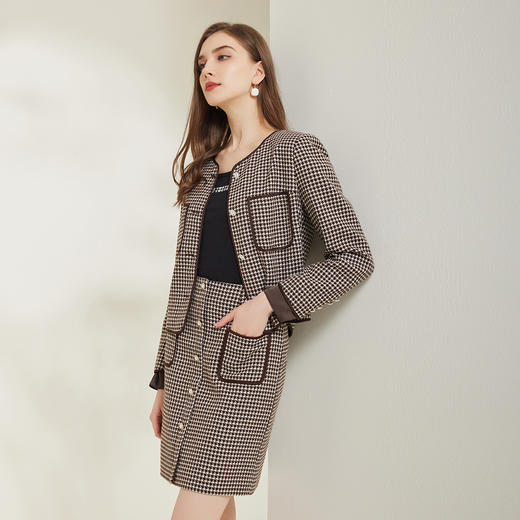 NG103斯尔丽瑟俪2023秋季新款浪漫撞色小香风百搭外套套装 商品图2