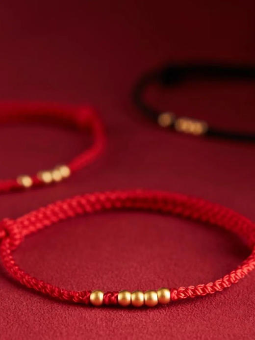 【七夕特推款】足金黄金手串1314款9颗黄金转运珠/小方糖免费编绳 商品图5