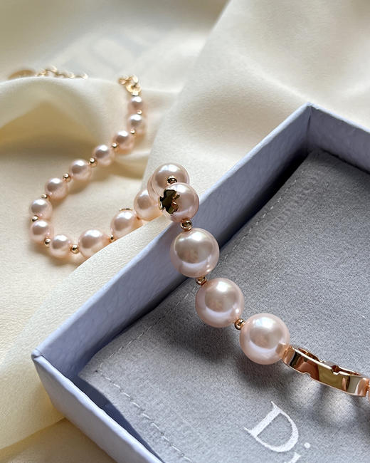 THS 8.12-无 D家 饰品 玫瑰金色CD粉色珍珠 项链 耳环 CU1091 商品图9