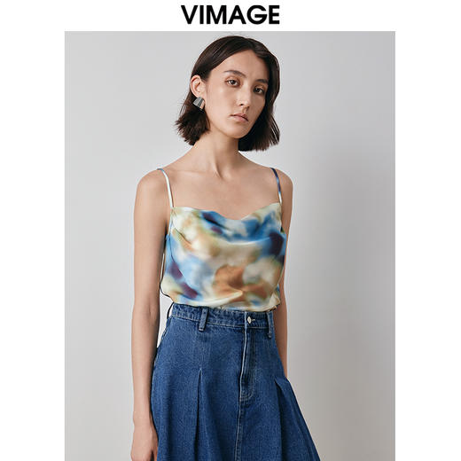 VIMAGE纬漫纪新款抽象印花小吊带V2013613 商品图3