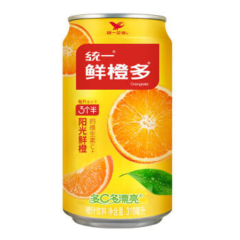 统一 鲜橙多 罐装橙汁 310ML*24罐 整箱装 新旧包装随机发货 商品图1