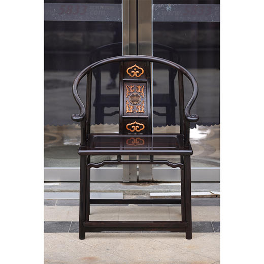紫光檀嵌黄杨木螭龙团寿纹圈椅三件套红木家具（运费到付） 商品图2