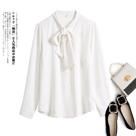【法式优雅通勤飘带衬衫】缎面飘带衬衫 时尚百搭 优雅知性 舒适亲肤 清凉透气 抗皱耐磨 商品图4