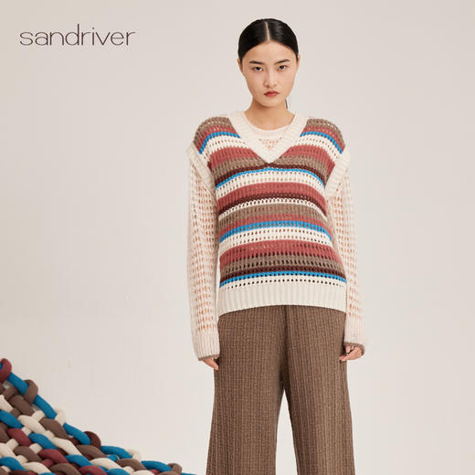 羊绒桑蚕丝V领挑孔女背心SJF95W305K 商品图2
