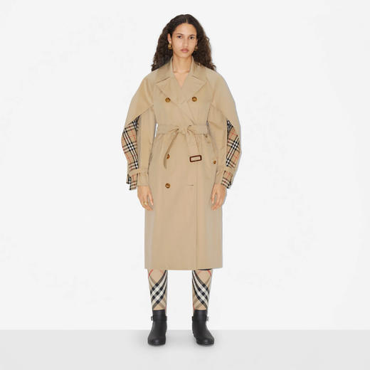 BURBERRY 巴宝莉 女士棉质嘎巴甸 Trench 风衣 卡其色 8073541 A1366 商品图1