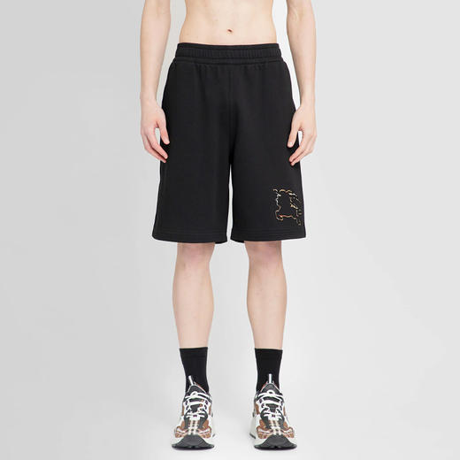 BURBERRY 巴宝莉 男士格纹马术骑士徽标棉质休闲短裤 黑色 8070683 A1189 商品图1