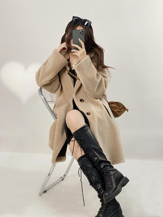 YX【定制17天】两面穿高级感羊毛大衣女2022冬季新款韩版时尚百搭中长款保暖外套 商品图4