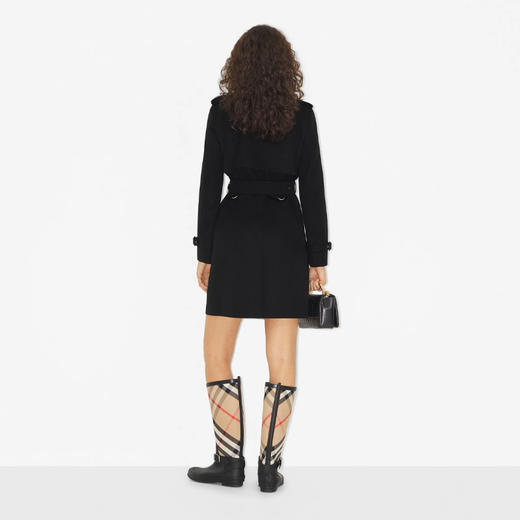 BURBERRY 巴宝莉 女士格纹装饰棉质 Trench 风衣 黑色 8072801 A1189 商品图3