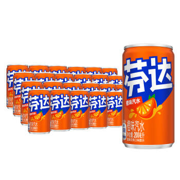 可口可乐（Coca-Cola）芬达 Fanta Mini 橙味汽水 迷你摩登罐 碳酸饮料 200ml*24 整箱装 商品图2