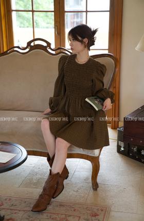 【门店同款】秋季浪漫主义-咖啡格连衣裙 154142853