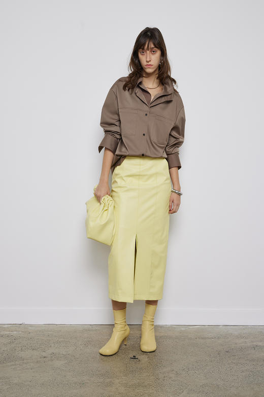 前开衩起梗环保皮半裙 商品图0