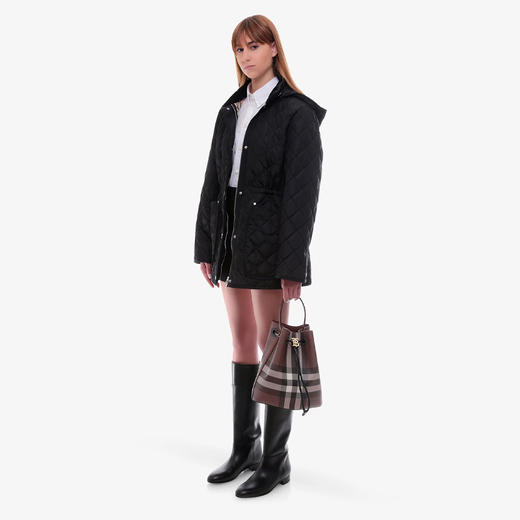 BURBERRY 巴宝莉 女士格纹涂层帆布小号 TB 水桶包 格子 8069655 A8900 商品图3