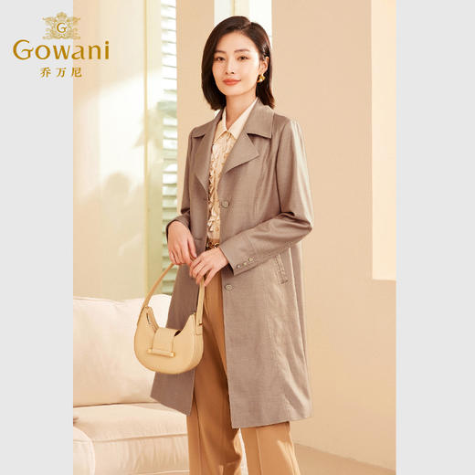Gowani乔万尼秋季新品女士风衣修身显瘦中长款外套ET3A657801 商品图1