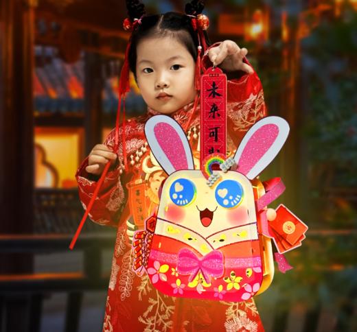 【在这个季节！让我们一起点亮童年的回忆】手提灯笼中式国潮复古卡通花灯发光，手提灯笼，散发着古老气息，通过发光和手工制作，打造出儿童爱的投影走马灯。 商品图0