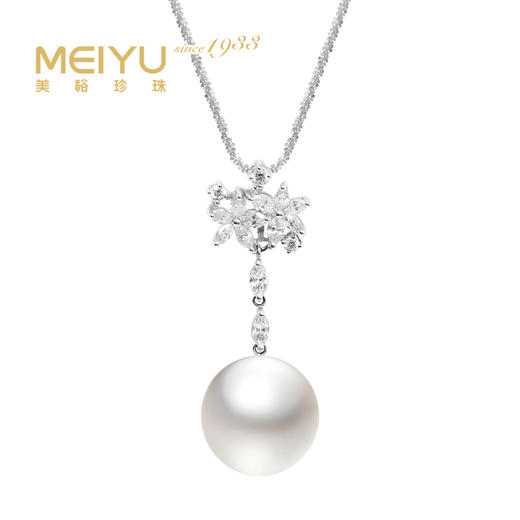 金18K海水珍珠链牌  13.5-14mm白，53cm（含珍珠）32687 商品图0