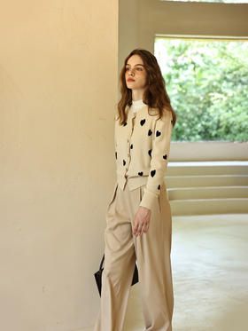 HeyDress爱心针织开衫女秋季法式复古羊毛衫毛衣上衣