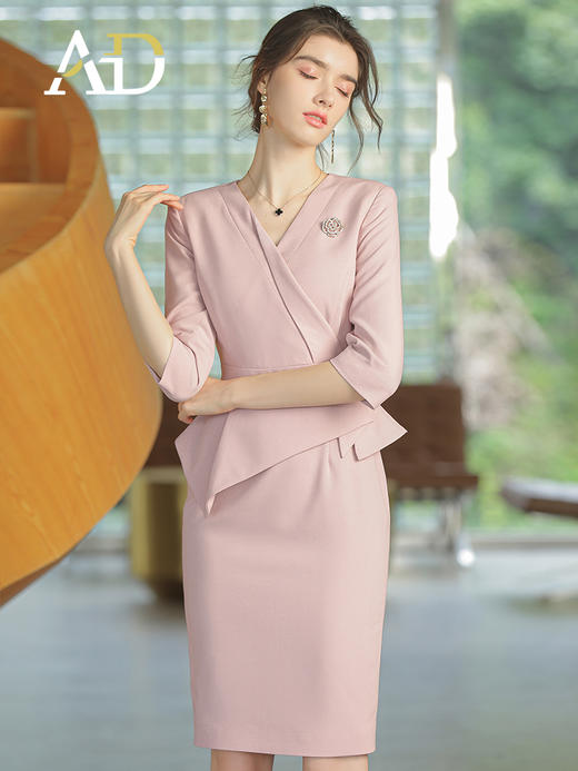AD洋气粉色职业连衣裙高端气质名媛女神范高级感西服裙夏收腰显瘦 商品图1