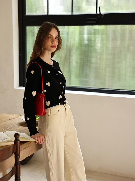 HeyDress爱心针织开衫女秋季法式复古羊毛衫毛衣上衣 商品图3