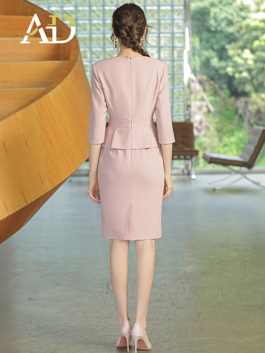 AD洋气粉色职业连衣裙高端气质名媛女神范高级感西服裙夏收腰显瘦 商品图3