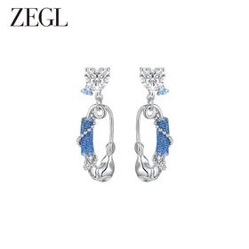 ZEGL设计师丹宁系列牛仔风耳环女甜酷复古爱心耳钉小众银针耳饰品