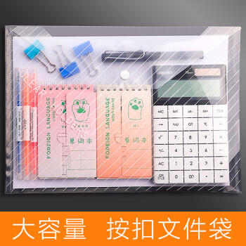 TRNFA TRNFA  TN-W001 10个装按扣式文件袋 透明塑料a4加厚大容量学生用资料档案试卷文具办公用品文件夹防水 商品图2