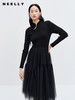 NEELLY纳俪商场同款针织网纱拼接连衣裙2023秋新款黑色新中式长裙N23083Y01146 商品缩略图1