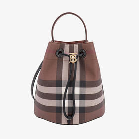 BURBERRY 巴宝莉 女士格纹涂层帆布小号 TB 水桶包 格子 8069655 A8900
